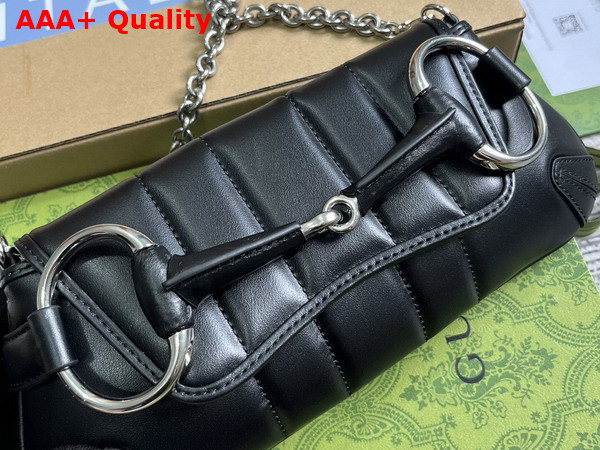 Gucci Horsebit Chain Small Shoulder Bag in Black Leather 764339 Replica