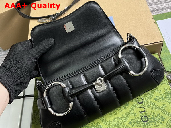 Gucci Horsebit Chain Small Shoulder Bag in Black Leather 764339 Replica