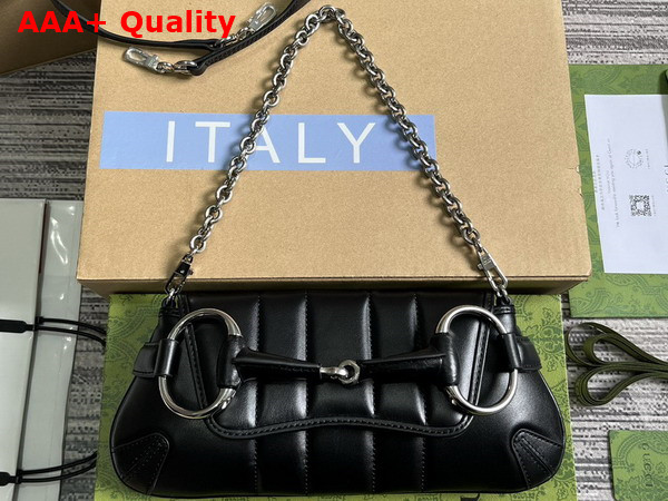 Gucci Horsebit Chain Small Shoulder Bag in Black Leather 764339 Replica