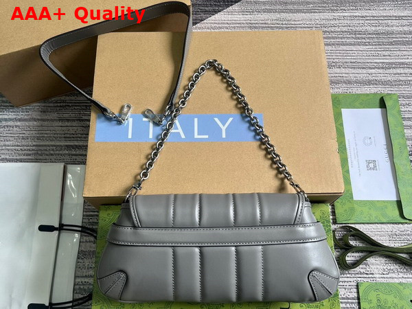 Gucci Horsebit Chain Small Shoulder Bag in Grey Leather 764339 Replica