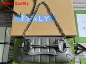 Gucci Horsebit Chain Small Shoulder Bag in Grey Leather 764339 Replica