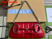 Gucci Horsebit Chain Small Shoulder Bag in Red Leather 764339 Replica