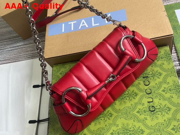 Gucci Horsebit Chain Small Shoulder Bag in Red Leather 764339 Replica