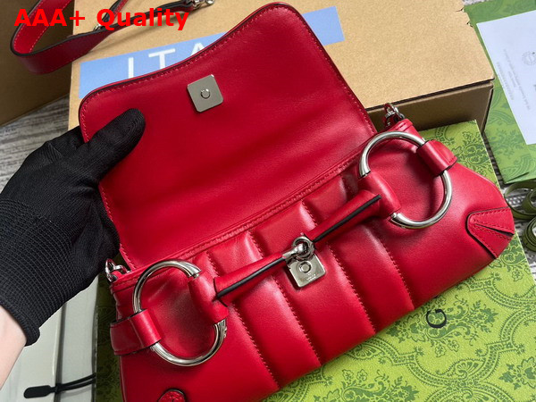 Gucci Horsebit Chain Small Shoulder Bag in Red Leather 764339 Replica