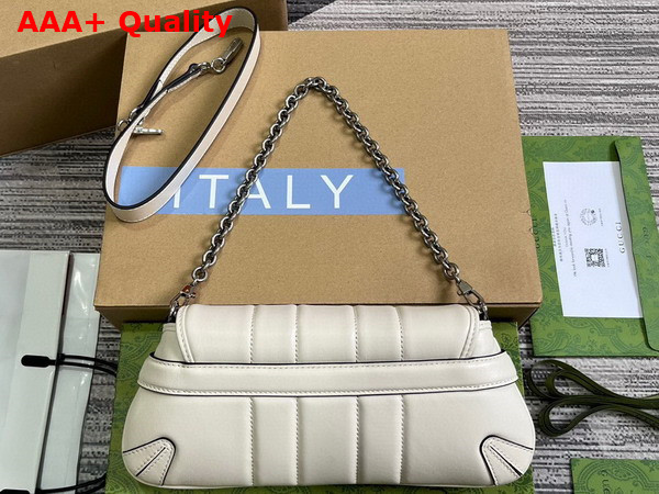 Gucci Horsebit Chain Small Shoulder Bag in White Leather 764339 Replica