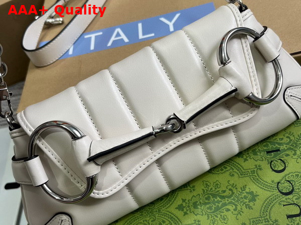 Gucci Horsebit Chain Small Shoulder Bag in White Leather 764339 Replica