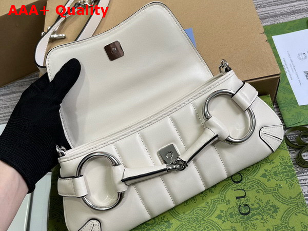 Gucci Horsebit Chain Small Shoulder Bag in White Leather 764339 Replica