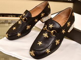 Gucci Horsebit Embroidered Leather Loafer with Crystals Black Leather