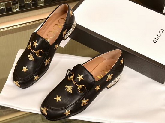 Gucci Horsebit Embroidered Leather Loafer with Crystals Black Leather