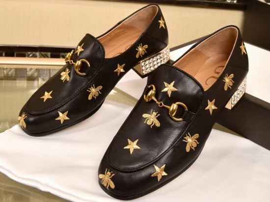 Gucci Horsebit Embroidered Leather Loafer with Crystals Black Leather