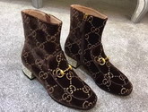 Gucci Horsebit GG Velvet Boot with Crystals Brown GG Velvet