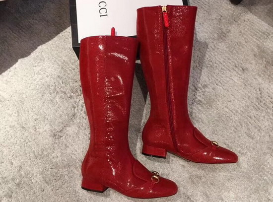 Gucci Horsebit Knee Boot Red Lizard