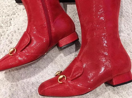 Gucci Horsebit Knee Boot Red Lizard