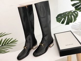 Gucci Horsebit Leather Knee Boot with Crystals Black Leather 525248