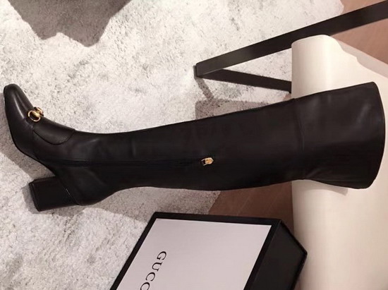 Gucci Horsebit Leather Over The Knee Boot in Black Calfskin