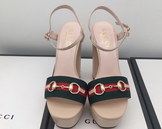 Gucci Horsebit Platform Sandal Beige Leather and Web