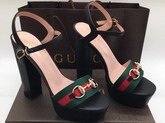 Gucci Horsebit Platform Sandal Black Leather and Web