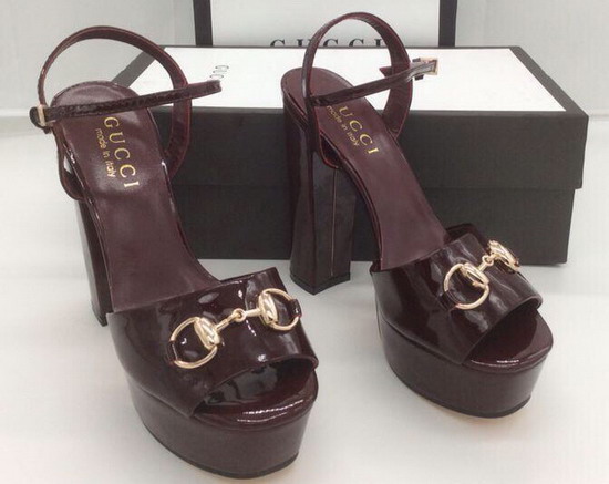 Gucci Horsebit Platform Sandal Burgundy Patent Leather