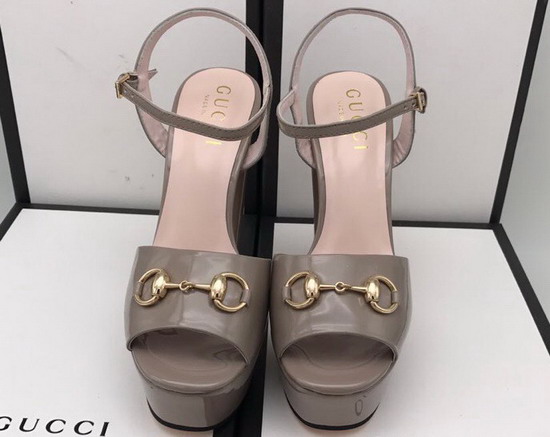 Gucci Horsebit Platform Sandal Grey Patent Leather