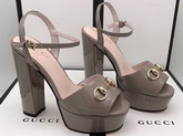 Gucci Horsebit Platform Sandal Grey Patent Leather