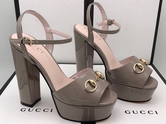 Gucci Horsebit Platform Sandal Grey Patent Leather