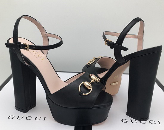 Gucci Horsebit Platform Sandal in Black Leather