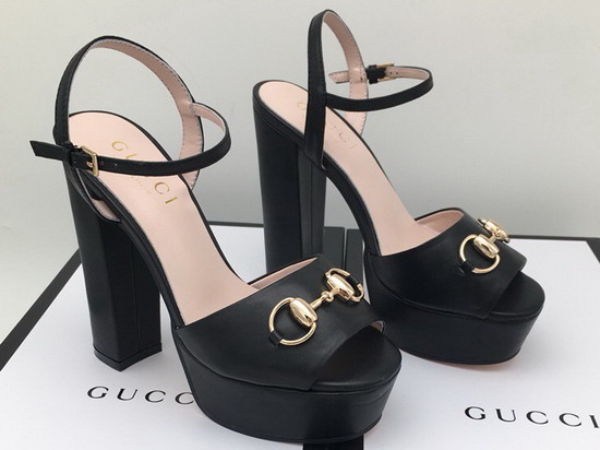 Gucci Horsebit Platform Sandal in Black Leather