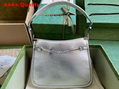 Gucci Horsebit Slim Small Shoulder Bag in Metallic Silver Leather 764191 Replica