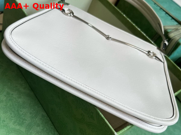 Gucci Horsebit Slim Small Shoulder Bag in White Leather 764191 Replica