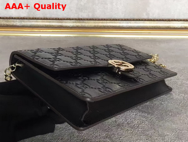 Gucci Icon Gucci Signature Chain Wallet Black Gucci Signature Leather Replica