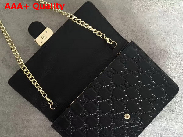 Gucci Icon Gucci Signature Chain Wallet Black Gucci Signature Leather Replica