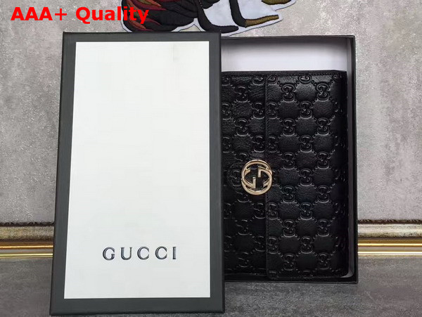 Gucci Icon Gucci Signature Chain Wallet Black Gucci Signature Leather Replica