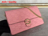 Gucci Icon Gucci Signature Chain Wallet in Light Pink Gucci Signature Leather Replica