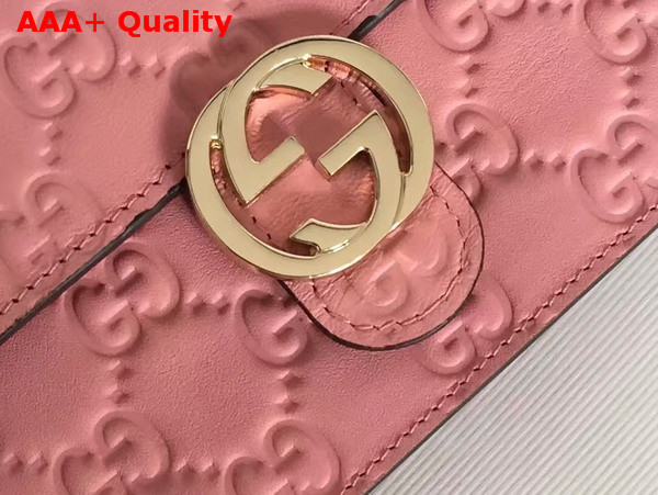 Gucci Icon Gucci Signature Chain Wallet in Light Pink Gucci Signature Leather Replica