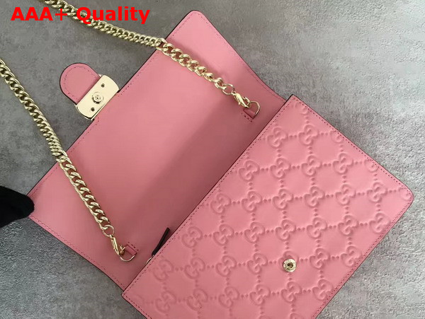 Gucci Icon Gucci Signature Chain Wallet in Light Pink Gucci Signature Leather Replica