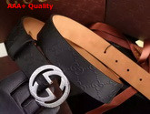 Gucci Interlocking G Buckle Belt Black Embossed Leather Replica