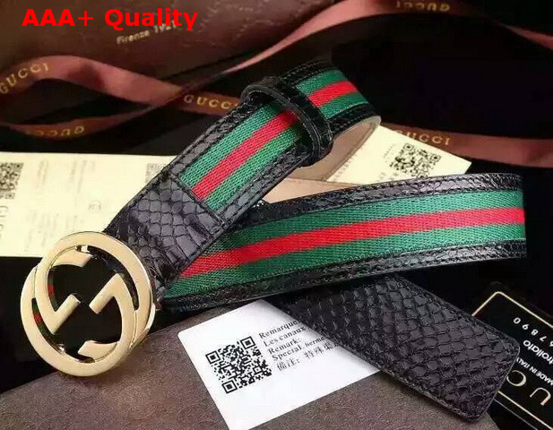 Gucci Interlocking G Buckle Belt Black Snakeskin Replica