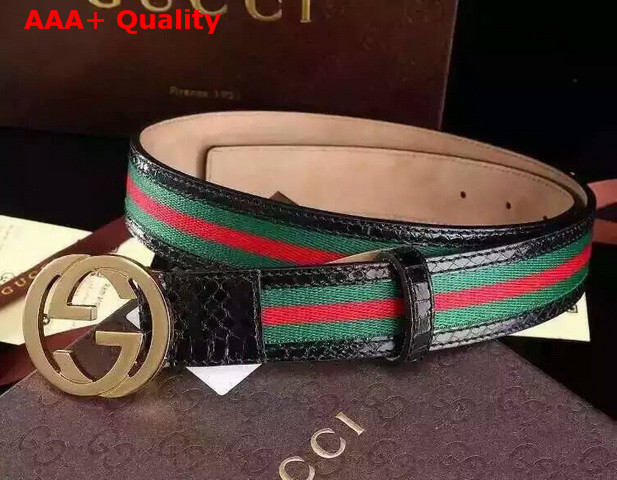 Gucci Interlocking G Buckle Belt Black Snakeskin Replica