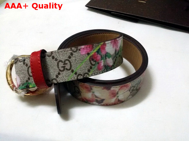 Gucci Interlocking G Buckle Belt Blooms Print GG Supreme Canvas Replica