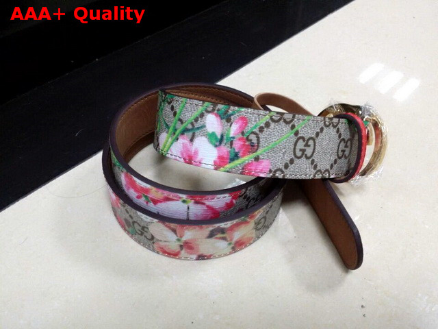 Gucci Interlocking G Buckle Belt Blooms Print GG Supreme Canvas Replica