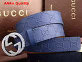 Gucci Interlocking G Buckle Belt Blue Leather Silver Buckle Replica