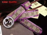 Gucci Interlocking G Buckle Belt Brown Canvas with Purple Leather Trim Replica