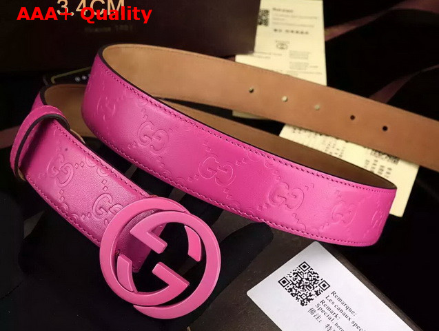 Gucci Interlocking G Buckle Belt Fuchsia Leather Replica