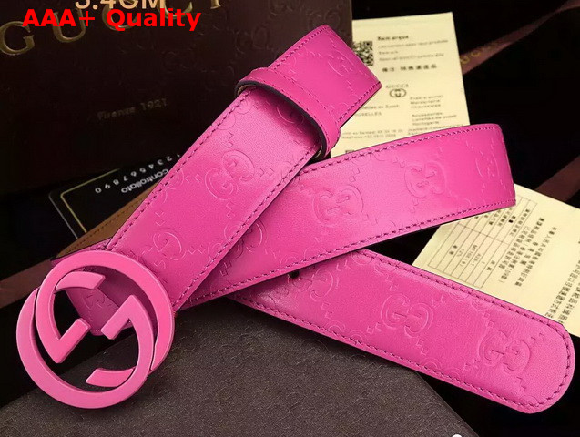 Gucci Interlocking G Buckle Belt Fuchsia Leather Replica