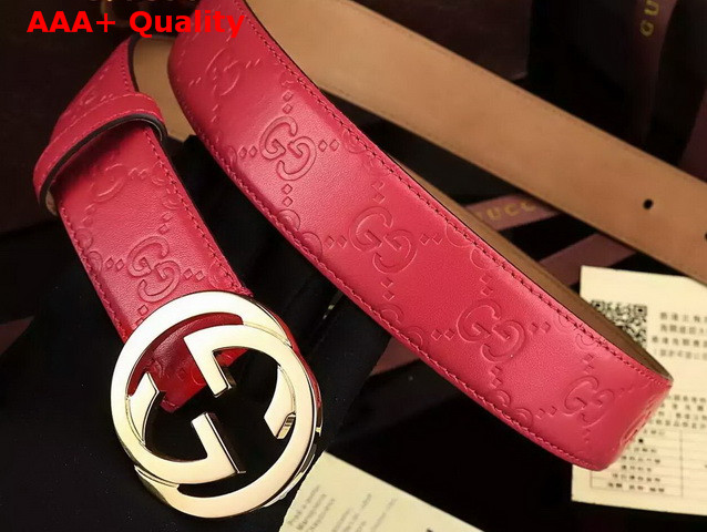 Gucci Interlocking G Buckle Belt Red Real Leather Replica