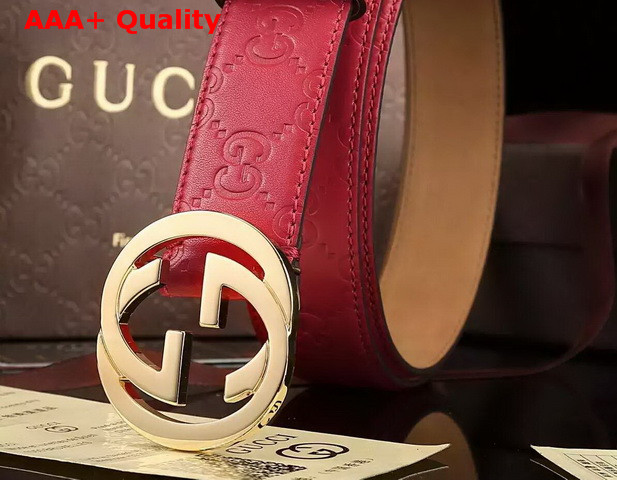 Gucci Interlocking G Buckle Belt Red Real Leather Replica