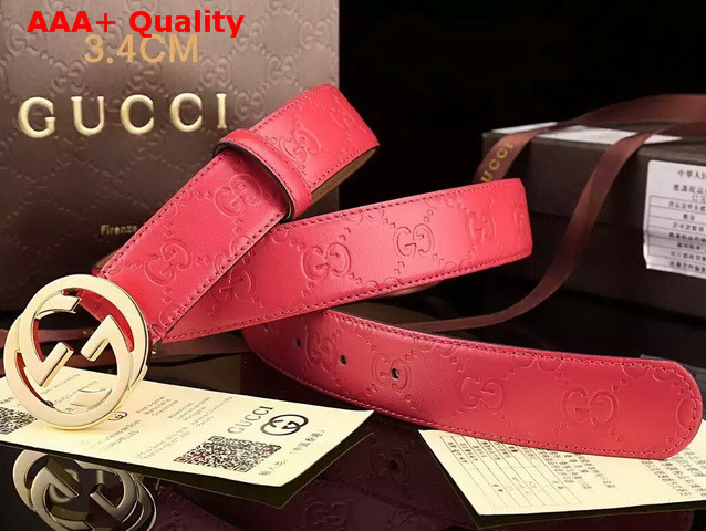 Gucci Interlocking G Buckle Belt Red Real Leather Replica