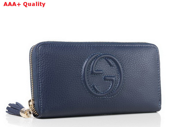 Gucci Interlocking G Zip Around Wallet in Blue 282413 Replica