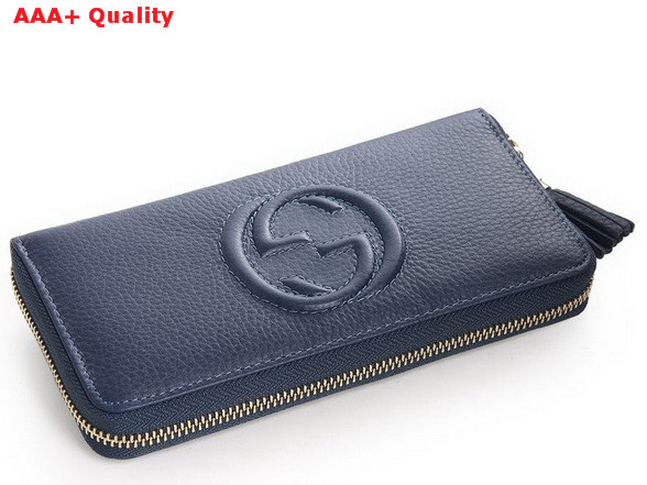 Gucci Interlocking G Zip Around Wallet in Blue 282413 Replica