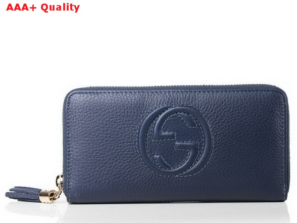 Gucci Interlocking G Zip Around Wallet in Blue 282413 Replica